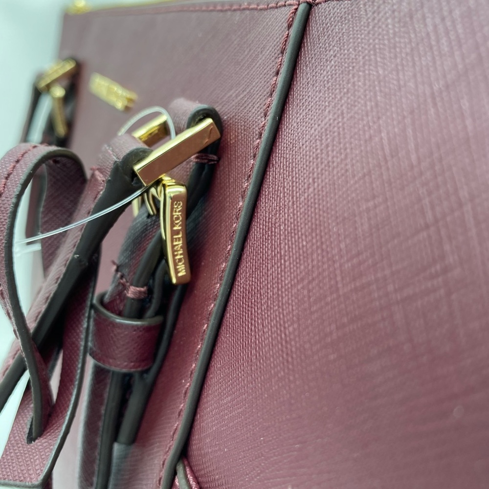 MICHAEL KORS CHARLOTTE LARGE TOP ZIP TOTE DARK CHERRY NWT - Picture 11 of 16